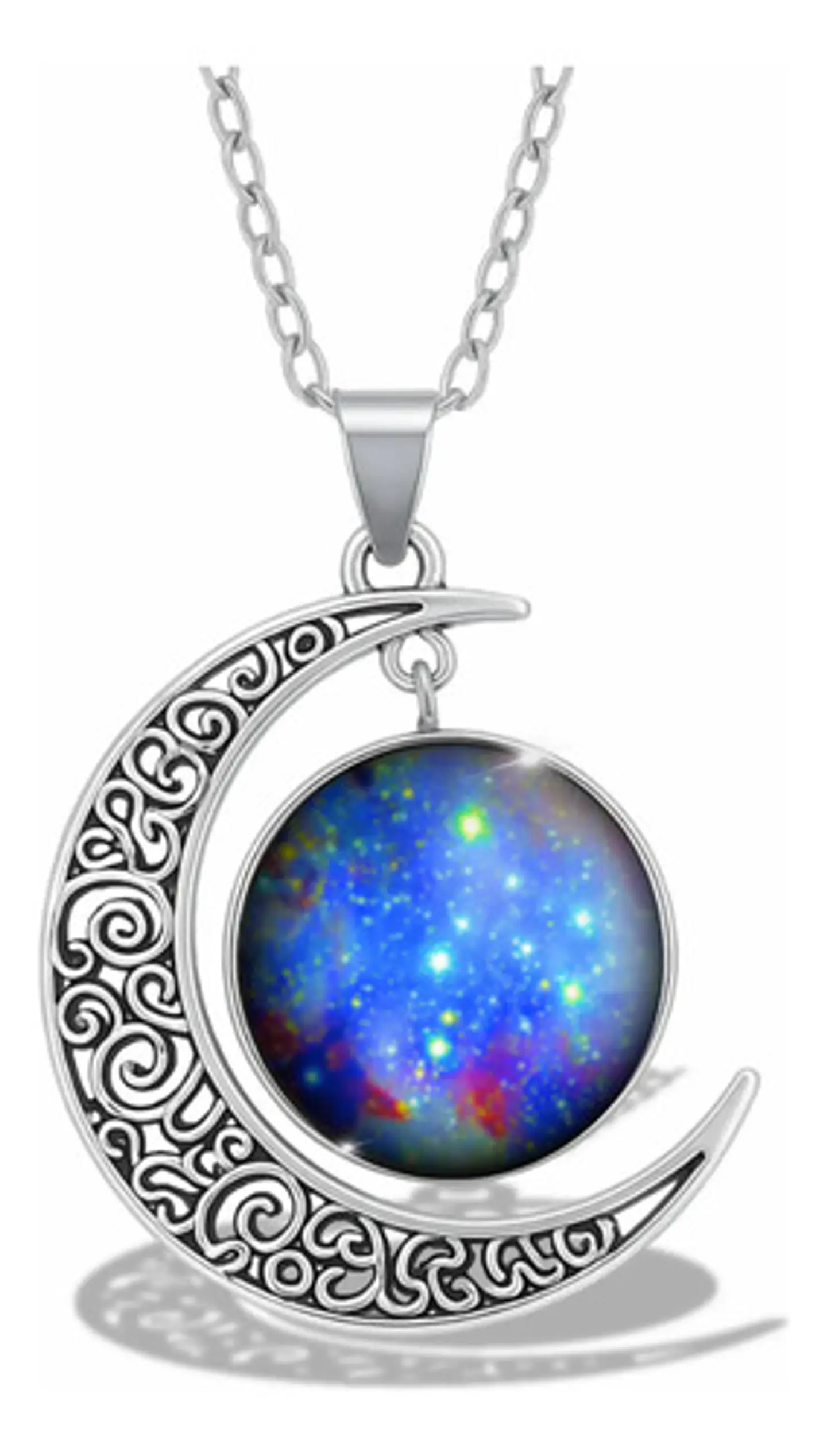 Collar Para Mujer Dije Cabujón Cristal Luna Nebulosa Galaxia 7