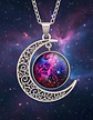 Collar Para Mujer Dije Cabujón Cristal Luna Nebulosa Galaxia - Miniatura 15