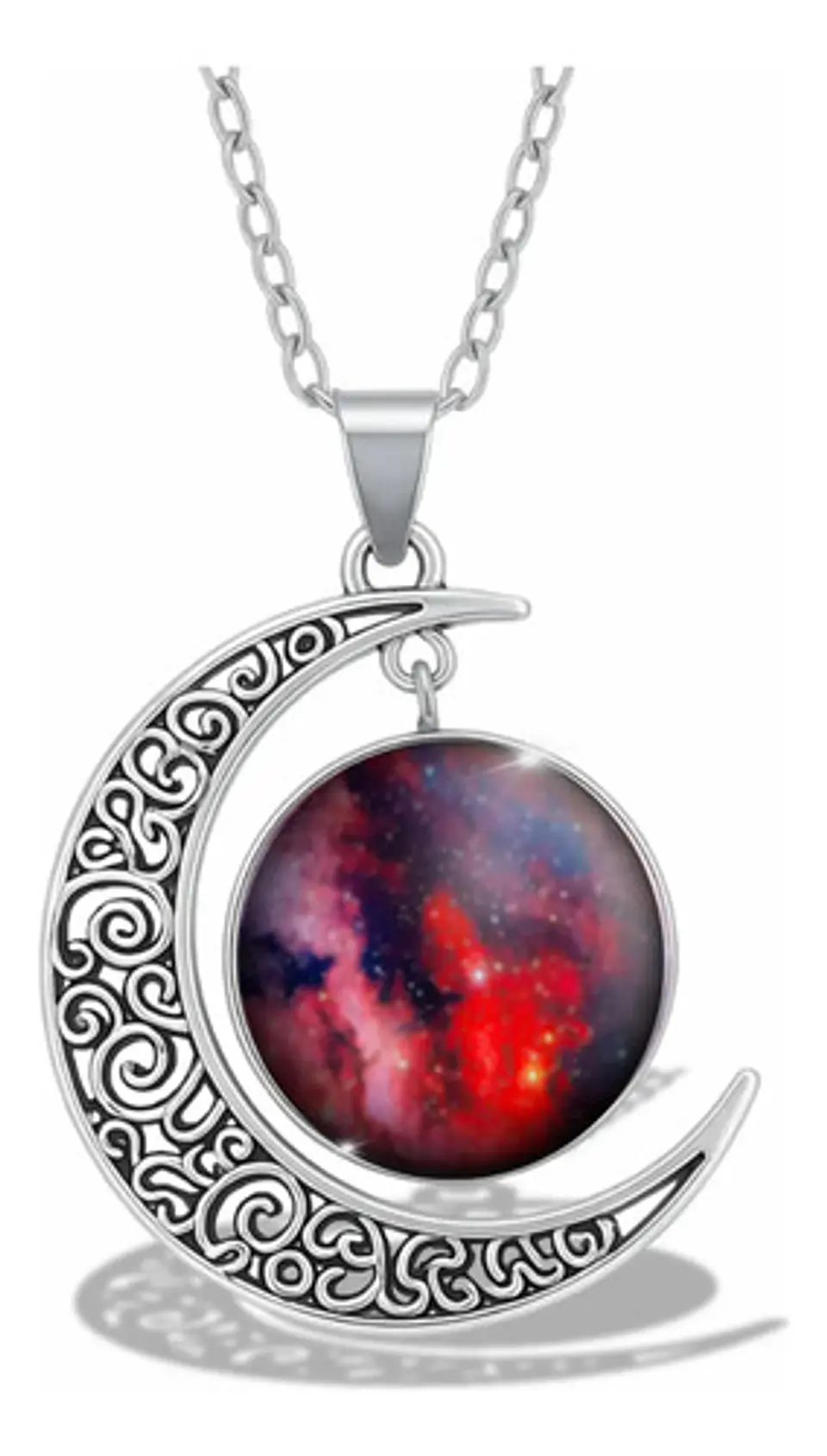 Collar Para Mujer Dije Cabujón Cristal Luna Nebulosa Galaxia 20