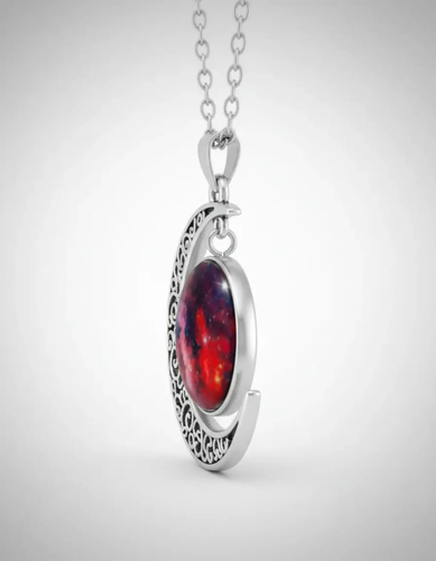 Collar Para Mujer Dije Cabujón Cristal Luna Nebulosa Galaxia 21