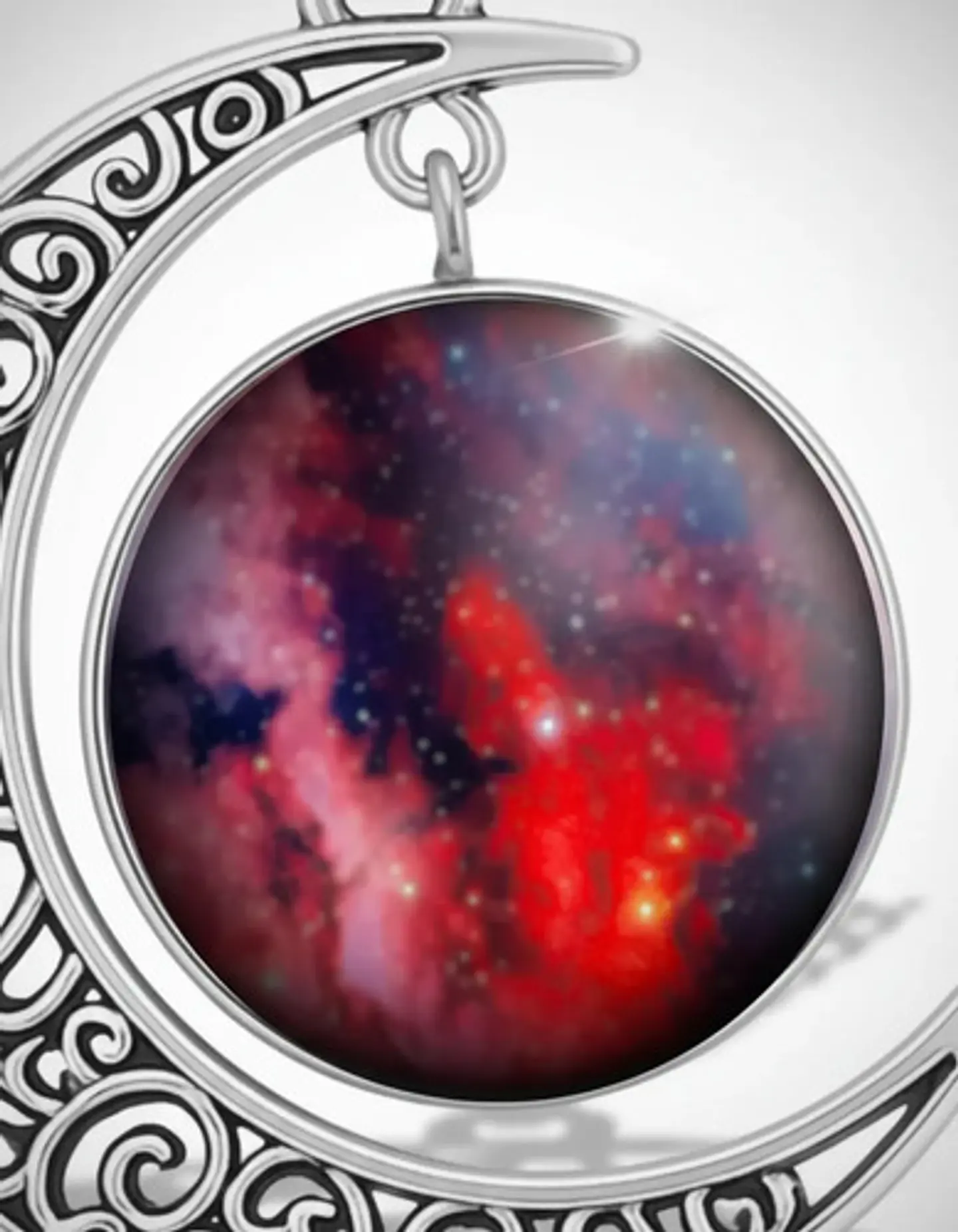Collar Para Mujer Dije Cabujón Cristal Luna Nebulosa Galaxia 22