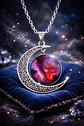 Collar Para Mujer Dije Cabujón Cristal Luna Nebulosa Galaxia - Miniatura 23