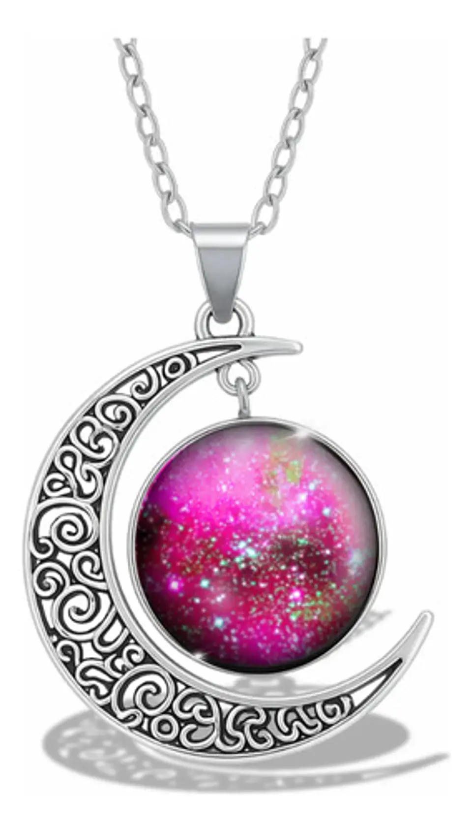 Collar Para Mujer Dije Cabujón Cristal Luna Nebulosa Galaxia 26