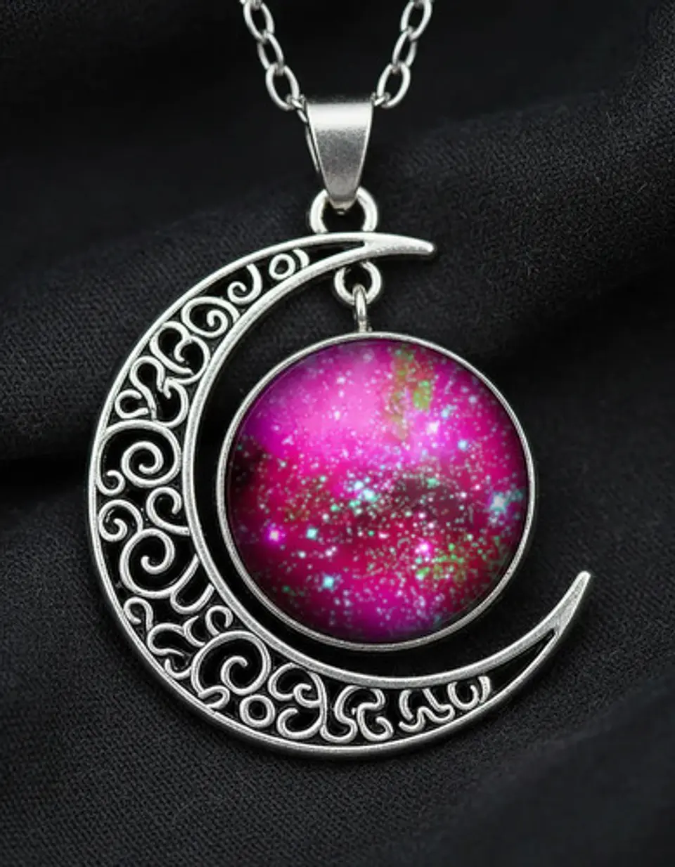 Collar Para Mujer Dije Cabujón Cristal Luna Nebulosa Galaxia 32
