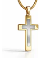 Collar De Acero Cadena Para Hombre Y Mujer Dije Cruz Bicolor - Miniatura 1