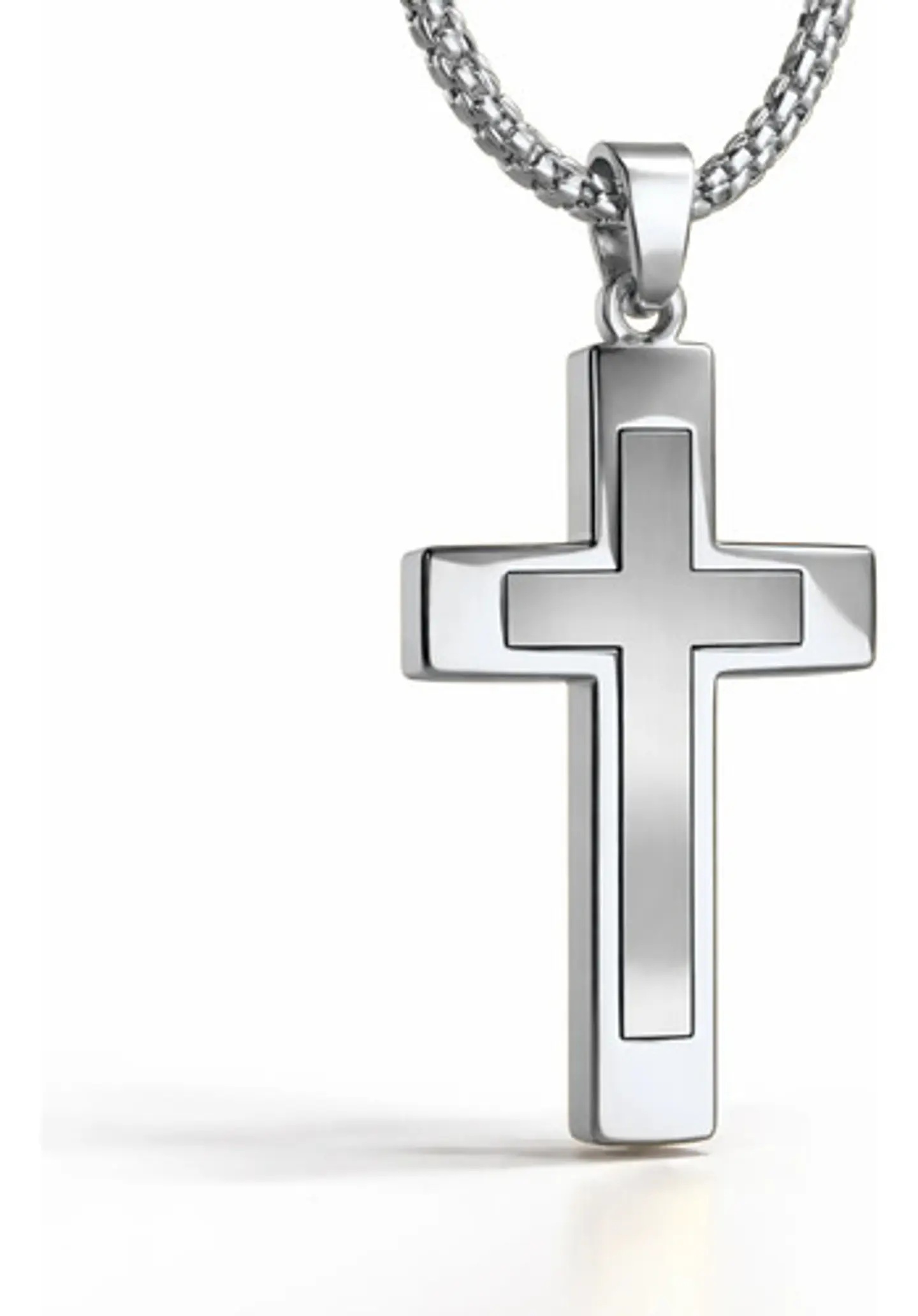 Collar De Acero Cadena Para Hombre Y Mujer Dije Cruz Bicolor 10