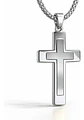Collar De Acero Cadena Para Hombre Y Mujer Dije Cruz Bicolor - Miniatura 10