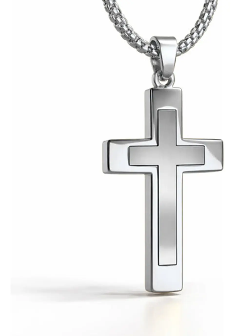 Collar De Acero Cadena Para Hombre Y Mujer Dije Cruz Bicolor 10