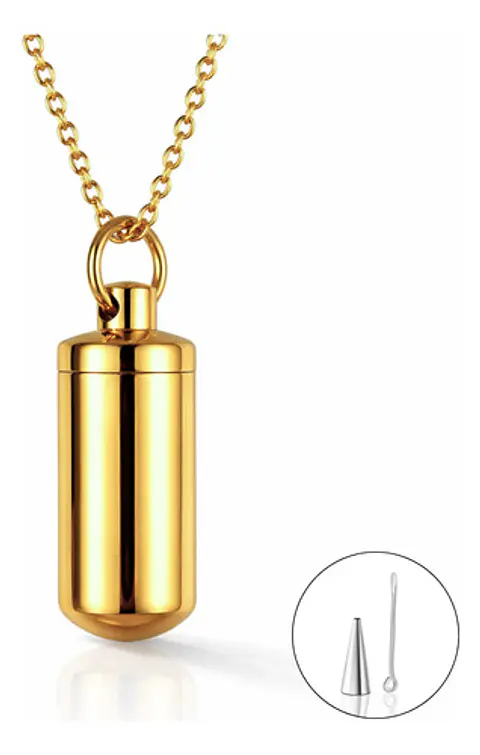 Collar Para Hombre Y Mujer Dije Urna Cilíndrica Para Cenizas