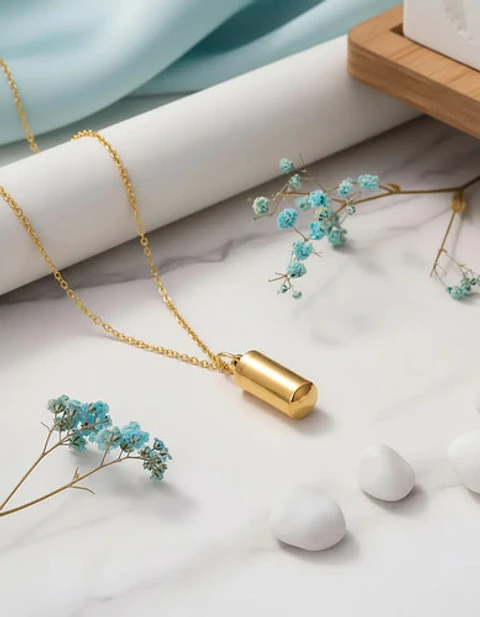 Collar Para Hombre Y Mujer Dije Urna Cilíndrica Para Cenizas