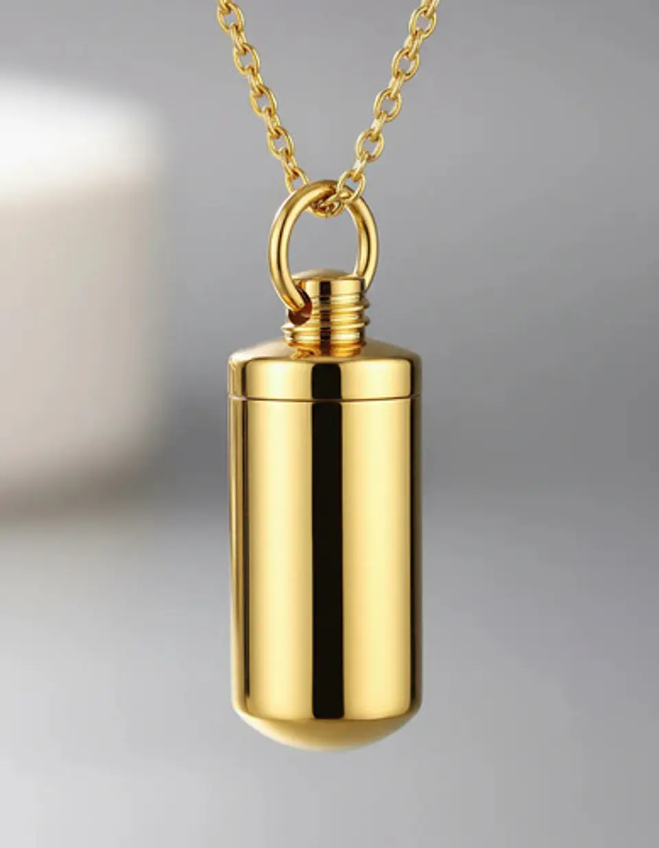 Collar Para Hombre Y Mujer Dije Urna Cilíndrica Para Cenizas 3