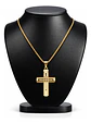 Collar Acero Color Oro Para Hombre Y Mujer Dije Cruz Moderna - Miniatura 2
