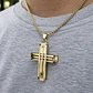 Collar Acero Color Oro Para Hombre Y Mujer Dije Cruz Moderna - Miniatura 3