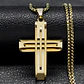 Collar Acero Color Oro Para Hombre Y Mujer Dije Cruz Moderna - Miniatura 6