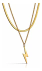 Collar Doble Capa De Acero Para Mujer Dije Rayo Minimalista - Miniatura 1