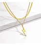 Collar Doble Capa De Acero Para Mujer Dije Rayo Minimalista - Miniatura 3