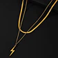 Collar Doble Capa De Acero Para Mujer Dije Rayo Minimalista - Miniatura 9