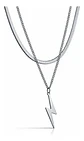 Collar Doble Capa De Acero Para Mujer Dije Rayo Minimalista - Miniatura 11