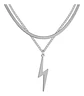 Collar Doble Capa De Acero Para Mujer Dije Rayo Minimalista - Miniatura 12