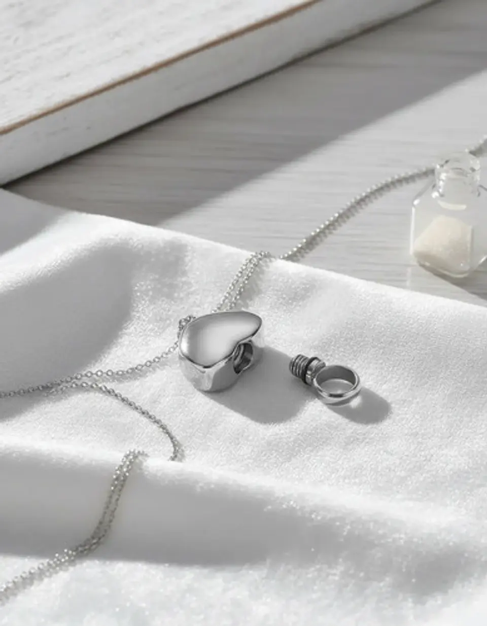 Collar De Acero Para Mujeres Dije Urna Corazón Para Cenizas 5