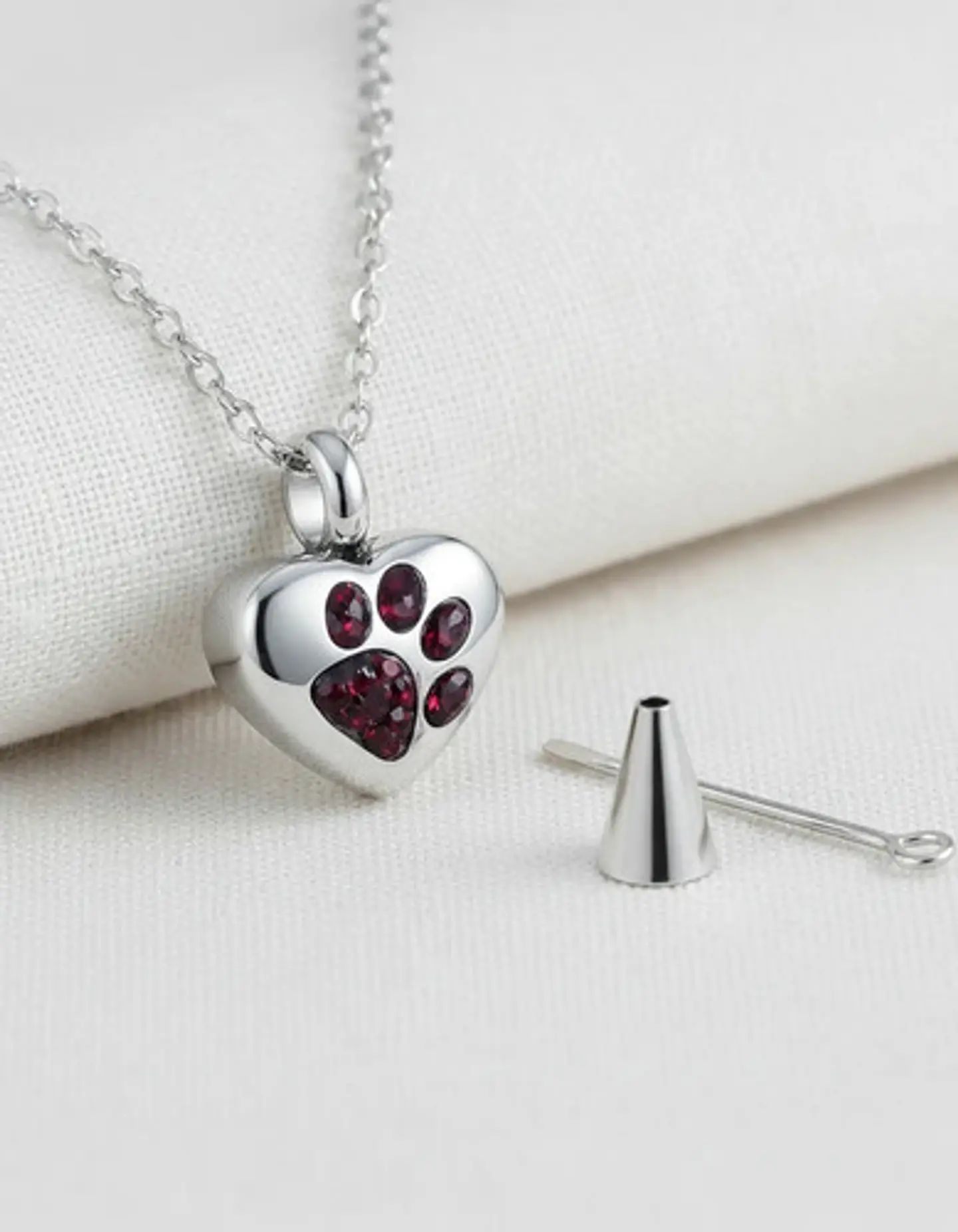 Collar De Acero Para Mujeres Dije Urna Corazón Para Cenizas 11