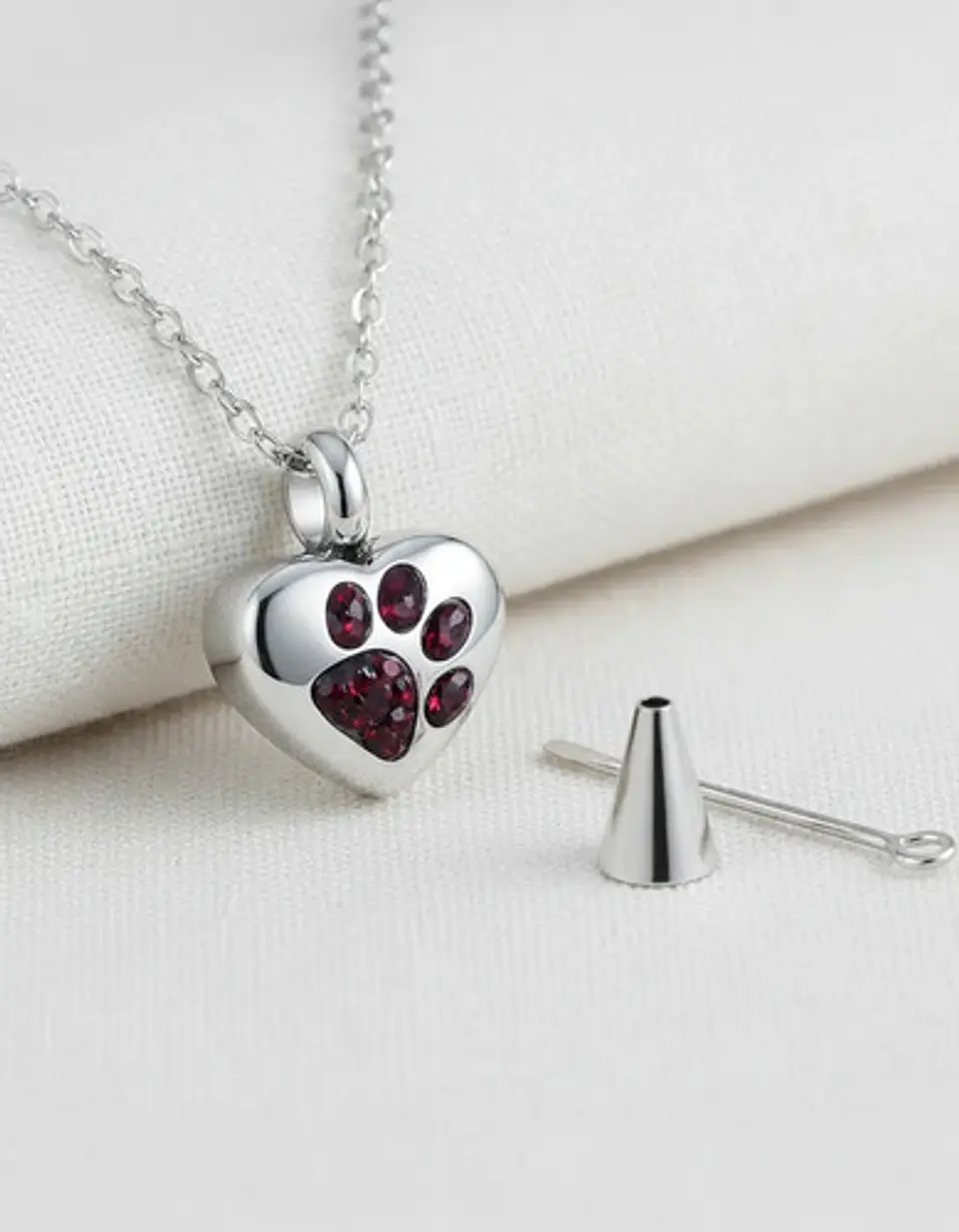 Collar De Acero Para Mujeres Dije Urna Corazón Para Cenizas 11