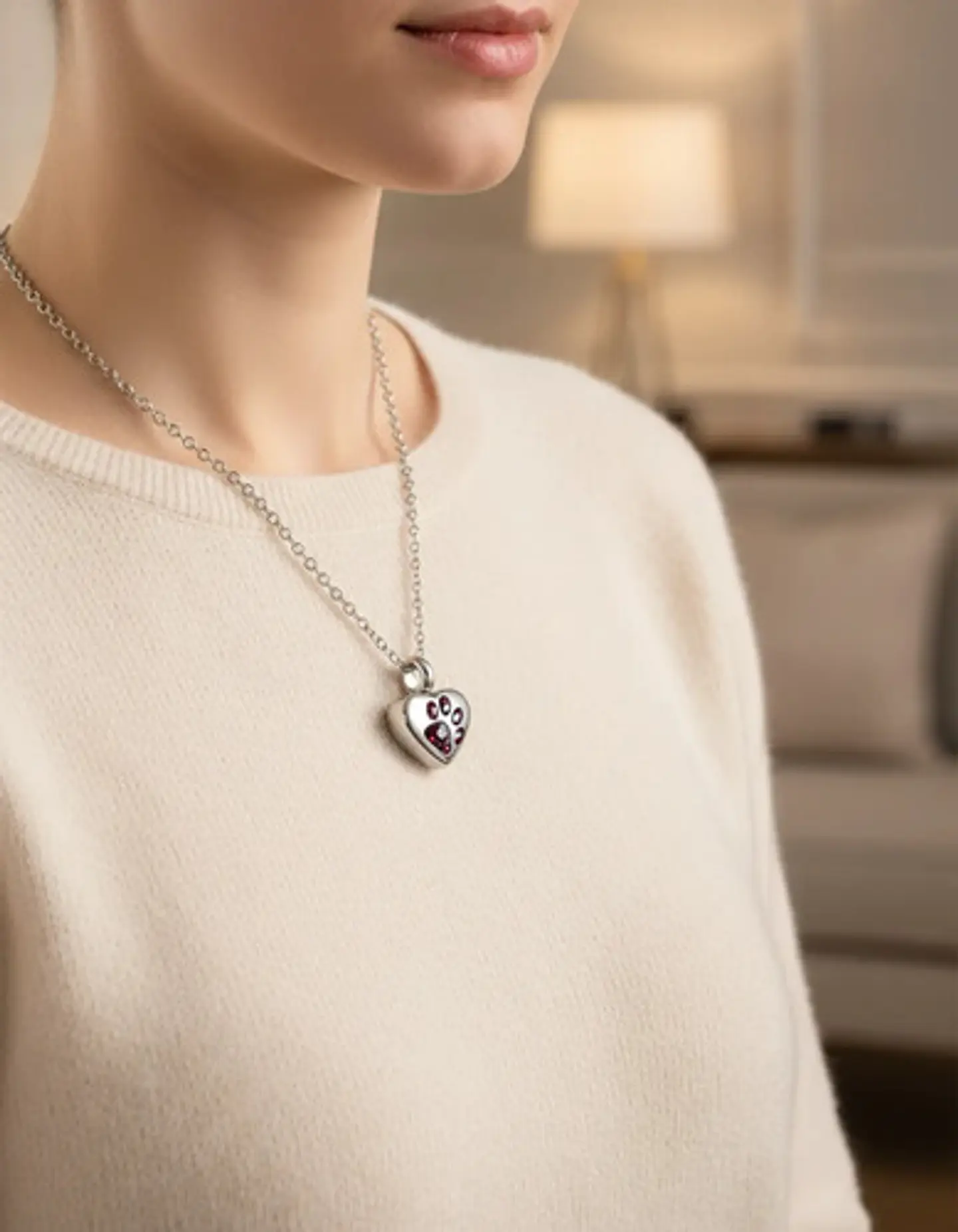 Collar De Acero Para Mujeres Dije Urna Corazón Para Cenizas 13
