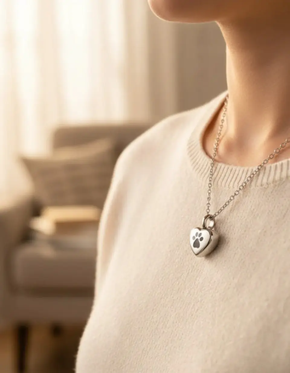 Collar De Acero Para Mujeres Dije Urna Corazón Para Cenizas 20