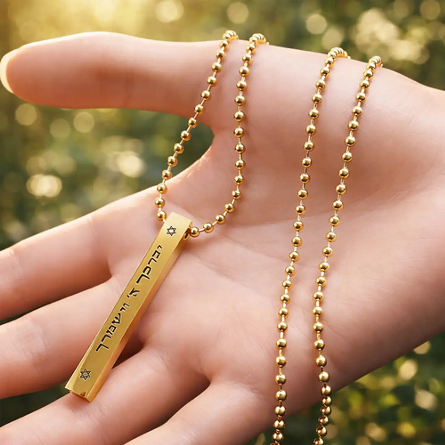 Collar Para Hombres Dije Barra Mezuzah Estrella De David 3