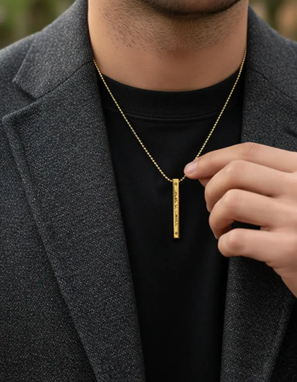 Collar Para Hombres Dije Barra Mezuzah Estrella De David 6