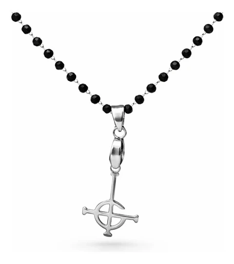 Collar De Acero Para Mujeres Dije Cruz Ghost Bc Papa Emerito