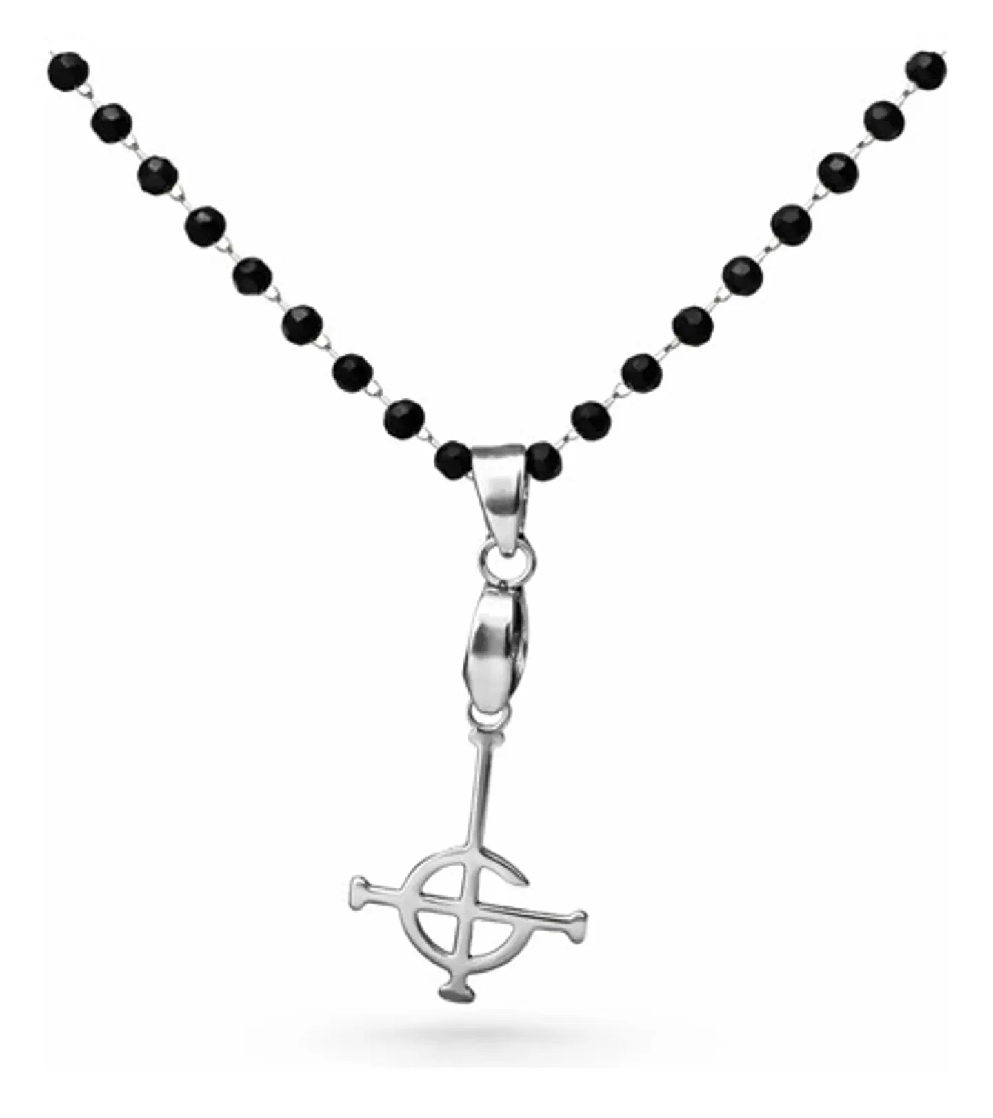 Collar De Acero Para Mujeres Dije Cruz Ghost Bc Papa Emerito 1