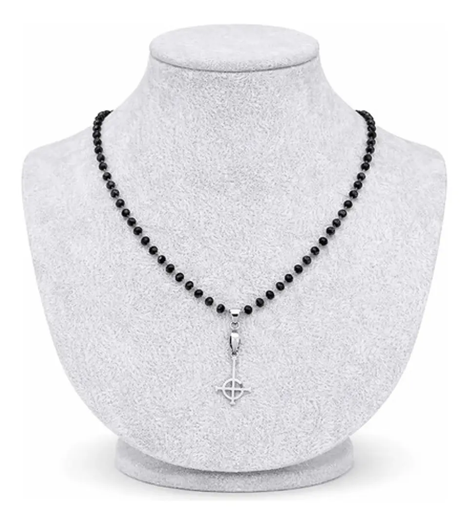 Collar De Acero Para Mujeres Dije Cruz Ghost Bc Papa Emerito 2