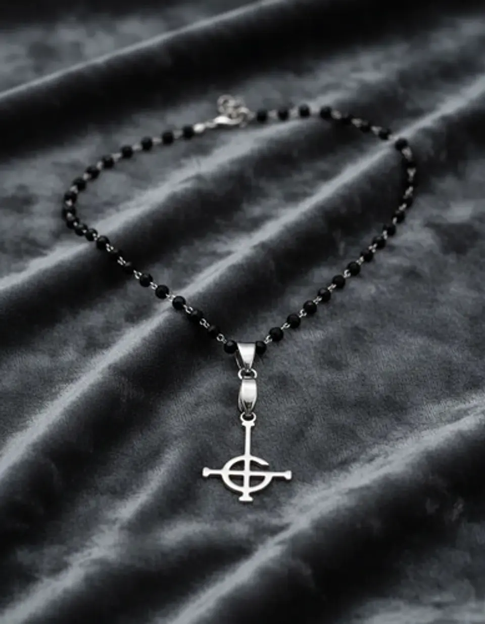Collar De Acero Para Mujeres Dije Cruz Ghost Bc Papa Emerito 4