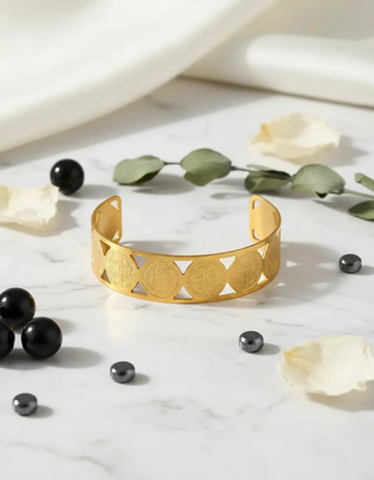 Brazalete De Acero Pulsera Para Mujeres Medallas San Benito 5