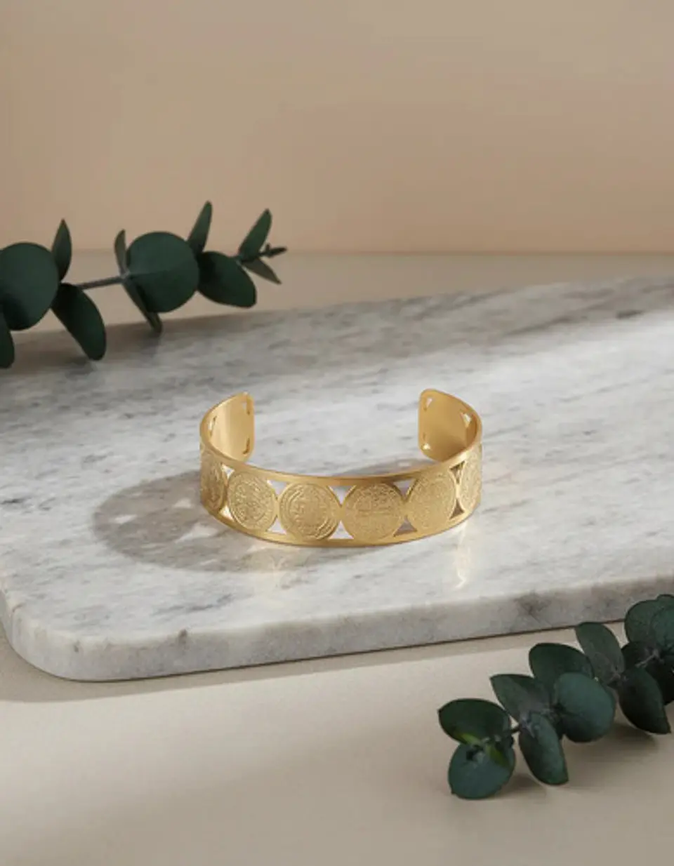 Brazalete De Acero Pulsera Para Mujeres Medallas San Benito 8
