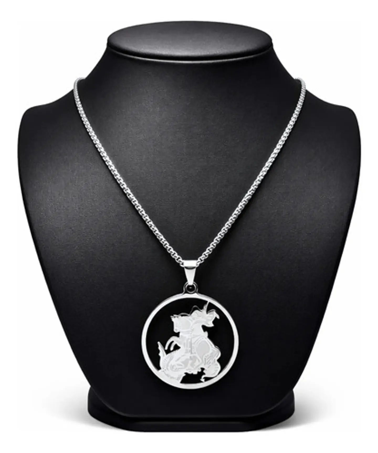 Collar Acero Plateado Para Hombres Dije Arcángel San Miguel 2