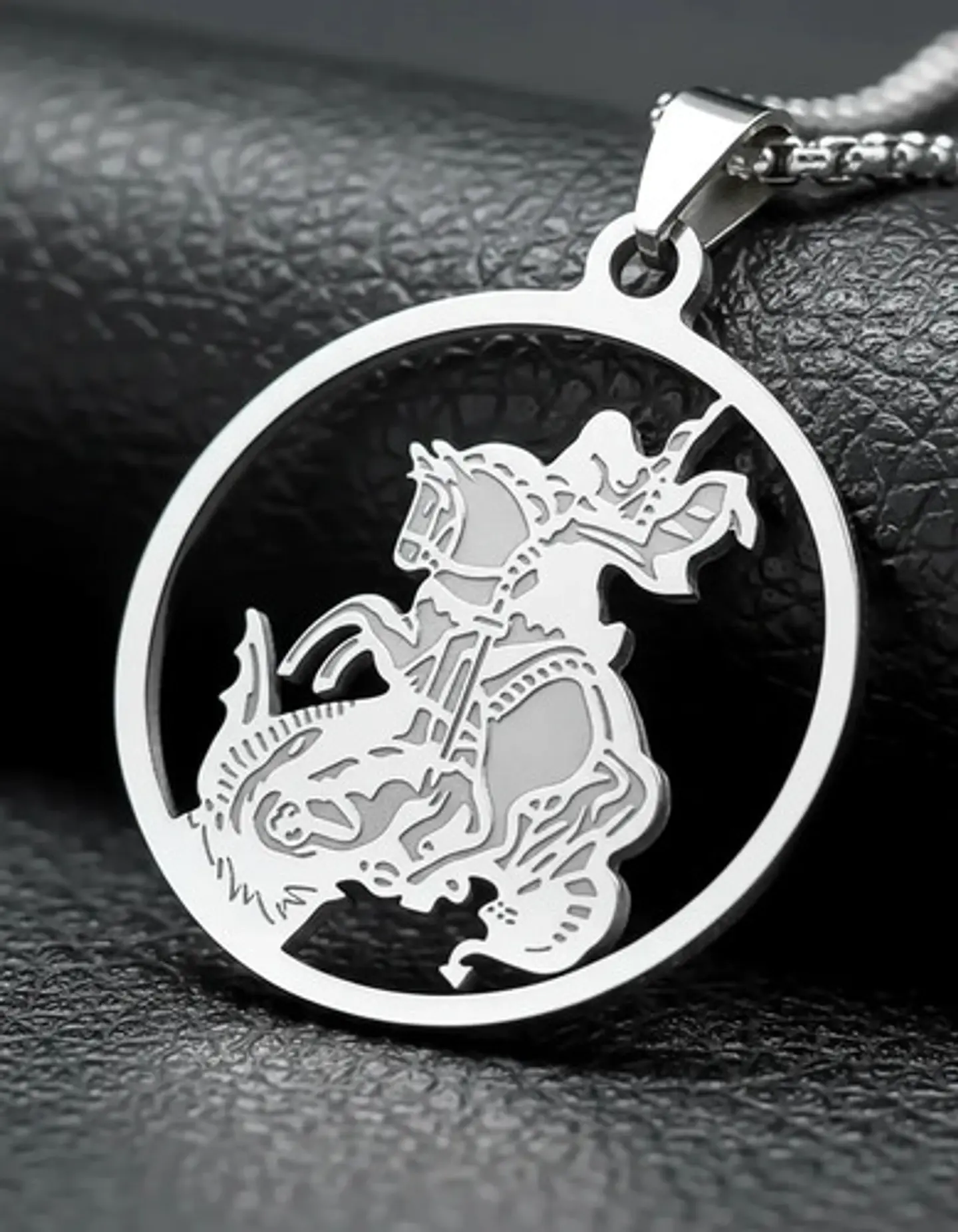 Collar Acero Plateado Para Hombres Dije Arcángel San Miguel 7