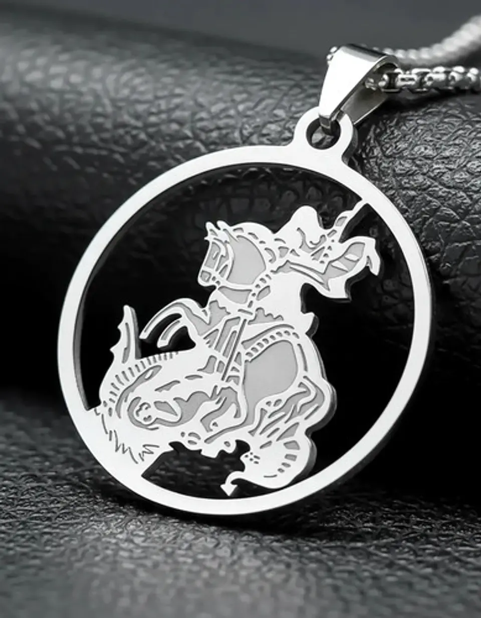 Collar Acero Plateado Para Hombres Dije Arcángel San Miguel 7