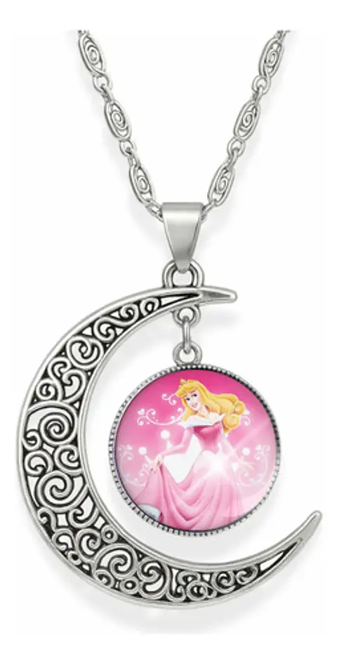 Collar Para Mujeres Niñas Dije Luna Cabujón Princesa Aurora