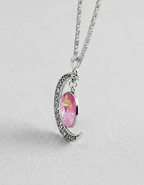 Collar Para Mujeres Niñas Dije Luna Cabujón Princesa Aurora