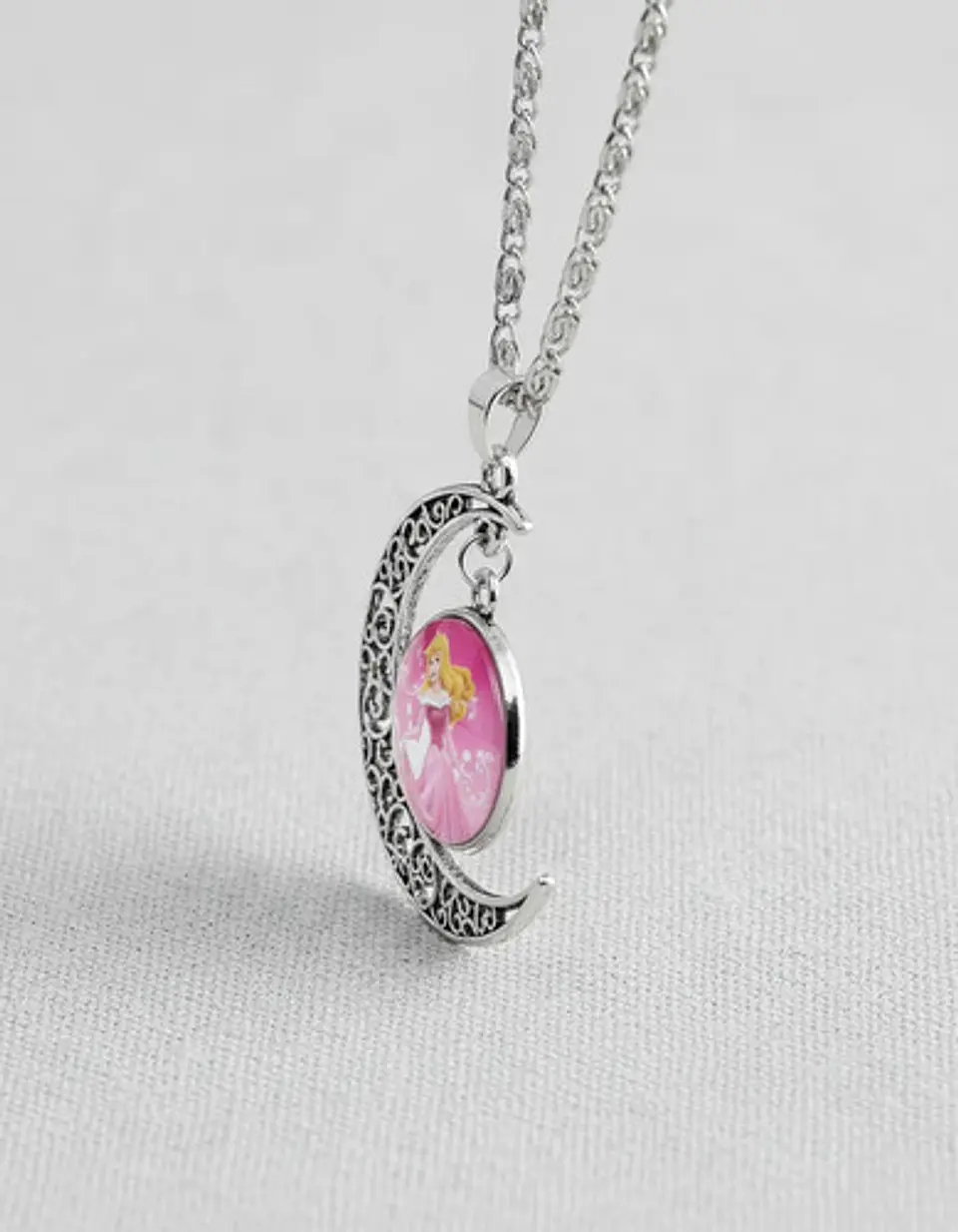 Collar Para Mujeres Niñas Dije Luna Cabujón Princesa Aurora 2