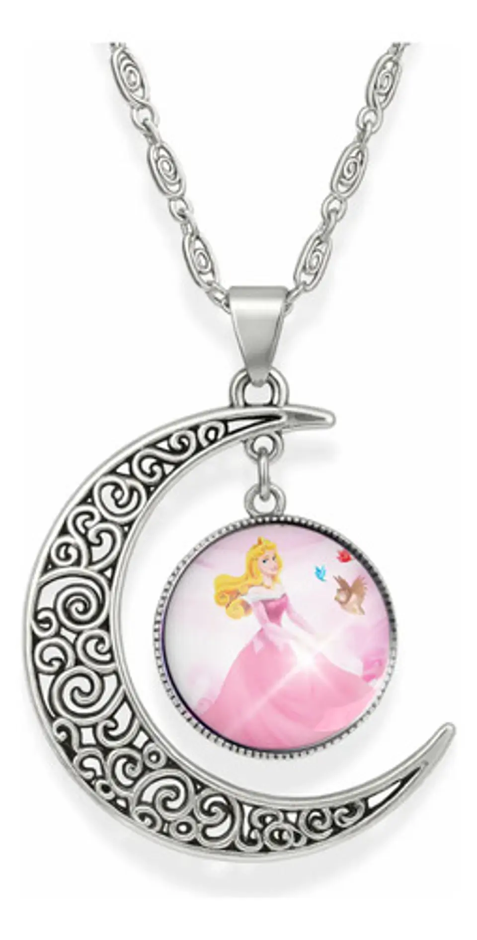 Collar Para Mujeres Niñas Dije Luna Cabujón Princesa Aurora 10