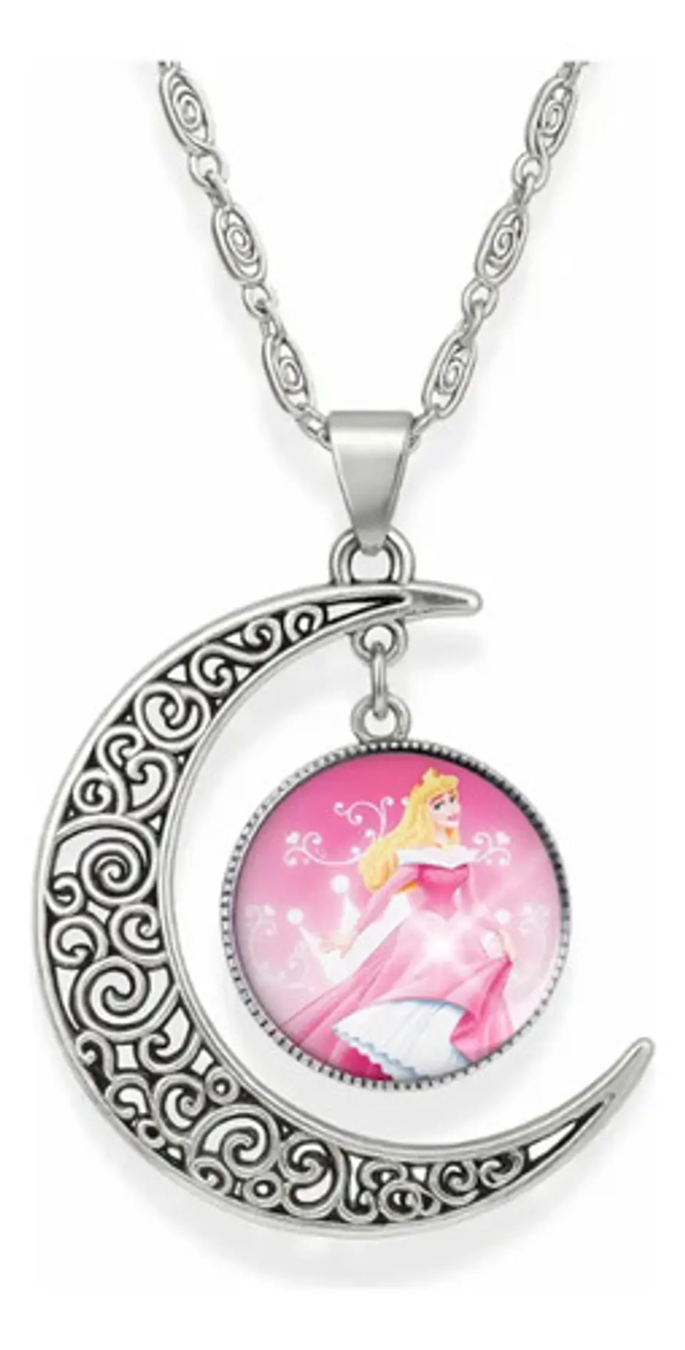Collar Para Mujeres Niñas Dije Luna Cabujón Princesa Aurora 16