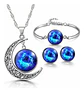 Set Joyería Mujer Collar, Pulsera Y Aretes Dije Galaxia Luna - Miniatura 1
