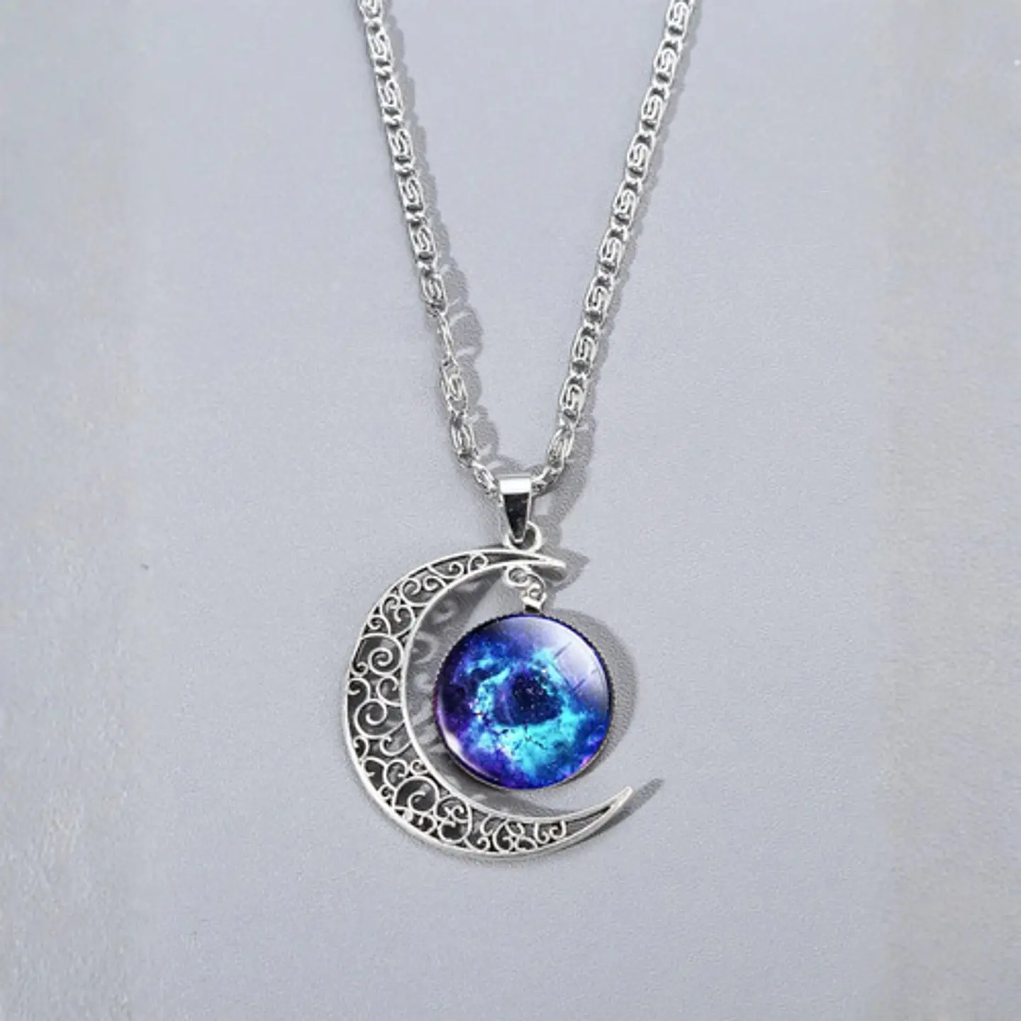 Set Joyería Mujer Collar, Pulsera Y Aretes Dije Galaxia Luna 9