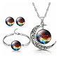 Set Joyería Mujer Collar, Pulsera Y Aretes Dije Galaxia Luna - Miniatura 10