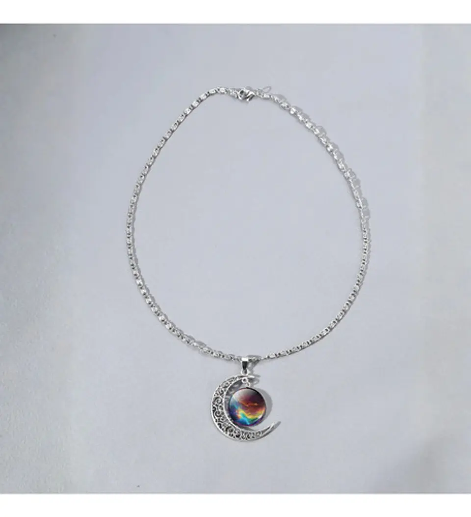 Set Joyería Mujer Collar, Pulsera Y Aretes Dije Galaxia Luna 15