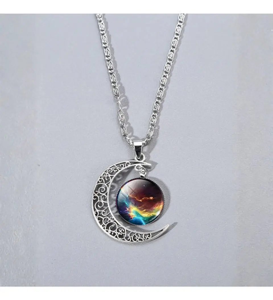Set Joyería Mujer Collar, Pulsera Y Aretes Dije Galaxia Luna 16