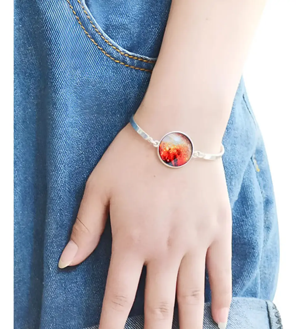 Set Joyería Mujer Collar, Pulsera Y Aretes Dije Galaxia Luna 21